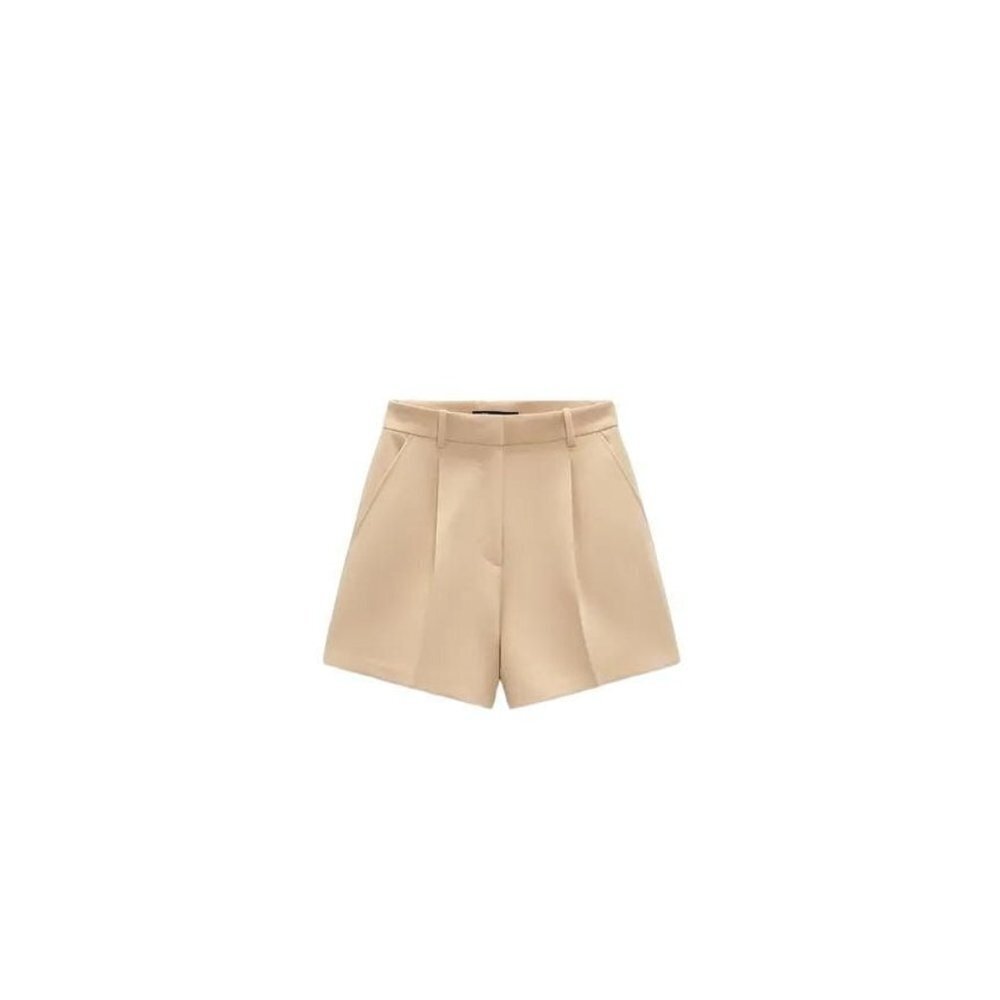 ZARA BERMUDA SHORTS WITH VITA ALTA PINCES BIEGE SIZE XS  | 1478/030